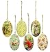AuldHome Vintage Style Egg-Shaped Easter Decorations (Set of 6); Bunny and Egg Ornaments