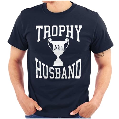 Trophy Husband No. 1 Hubby Award Mens Graphic T Shirt Tees Navy