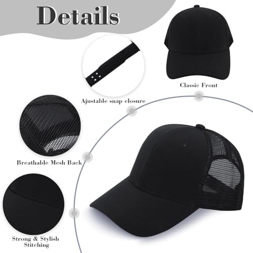 Image of ZH 24 Pack Blank Mesh Trucker Hats, Bulk Baseball Caps Adjustable for Men and Women, Wholesale Plain Snapback Caps