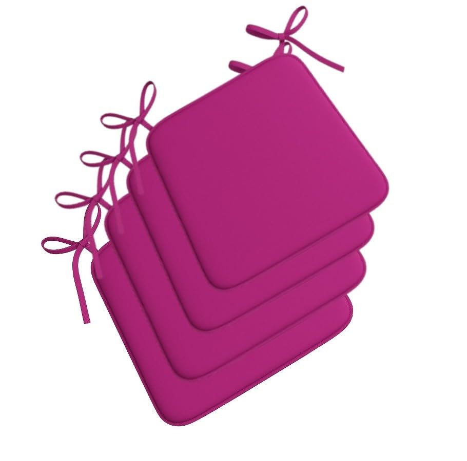 INSAFIANS Square Chair Seat Cushions with Ties 3cm Thick Soft Padded Chair Pads for Dining Kitchen Chairs Pack of 2,4,6 or 8 (Plum - Set of 4) — image 1
