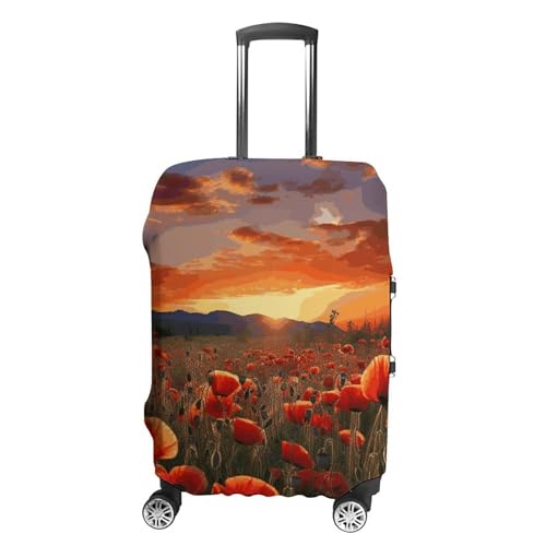 Carry on Luggage Cover Red Poppy Flower Field Suitcase Covers for Luggages Tsa Approved Travel Luggage Sleeve Protector Elastic Suitcase Protector Anti-Scratch Washable Fits 19-30 Inch Case -M