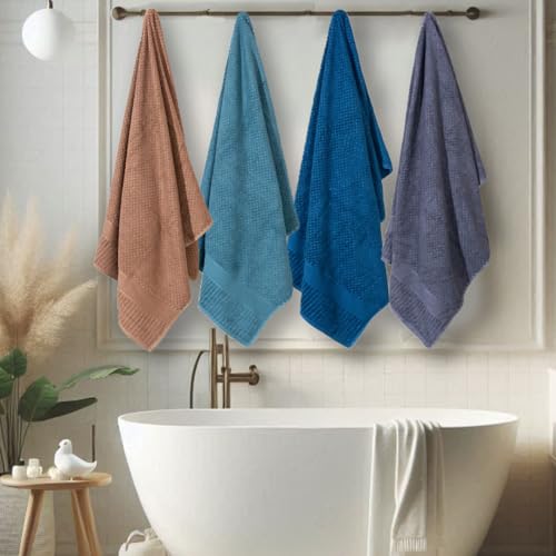 Image of Mush Hearth & Haven Bamboo Towels for Bath Large Size | 450 GSM Bamboo Bath Towel for Men & Women | Soft, Highly Absorbent & Quick Dry | Pack of 4, 70 X 140 cms (Assorted 2)