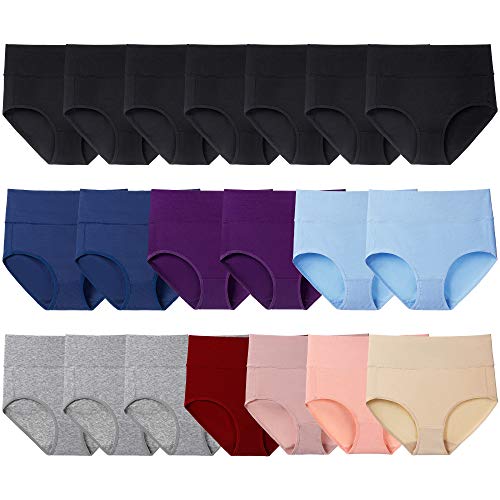 Image of Women's High Waist Cotton Underwear Soft Brief Panties Decorated with Lace Regular and Plus Size