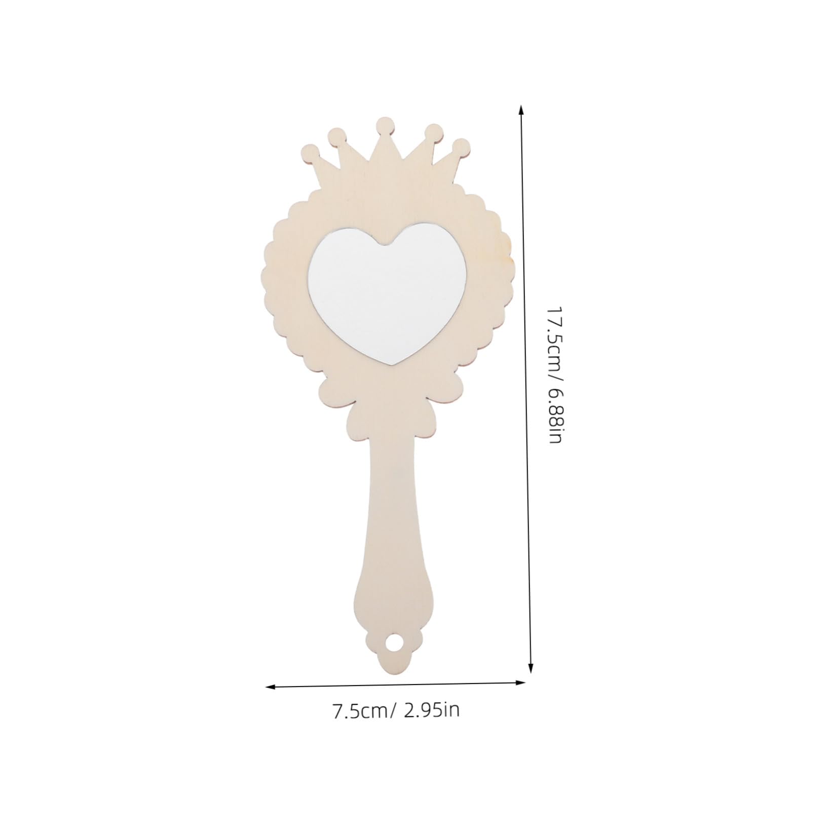 FUNNETOYU 12 Espejos de Madera para Manualidades, Espejo de Mano con Diseño de Tiara, Base sin Terminar para Pintar, Adecuado para Niñas y Fiestas