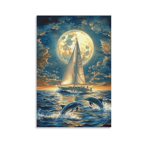 Bateau à voile murale deco pour salon tableau moderne toile 50x75