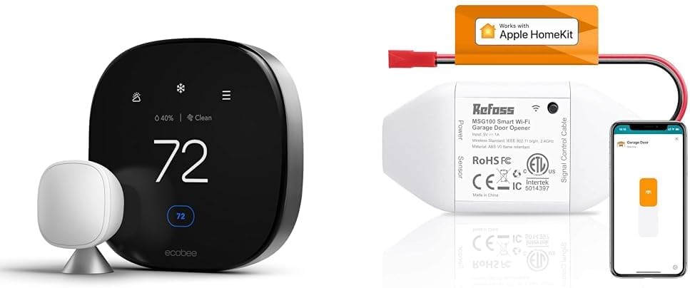 ecobee New Smart Thermostat Premium with Smart Sensor and Air Quality Monitor & Smart Wi-Fi Garage Door Opener, Compatible with Apple HomeKit, Siri, Alexa & Google Assistant
