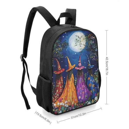 Witches in Moon Travel Backpack Casual Daypack Shoulder Bag with Adjustable Shoulder Straps for Hiking2