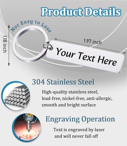 Customized Double-sided Keychain Stainless Steel Personalized Engraved Text Name Keychain Gifts for Men and Women - Image 5