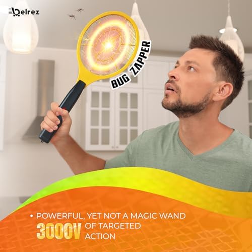 Electric Fly Zapper - Electronic Bug Zapper with Protective net Layer - Pest Control Mosquito and Insect Catcher Racket - Electric Fly Swatter - Handy Killer Racket for Indoor and Outdoor - View 4