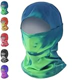 Unisex Heat Reactive Balaclava, Color-Changing Thermal Mask for Skiing Hiking Biking, Full Head Wrap(Blue to Green)
