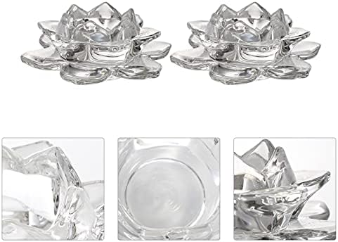 2pcs Crystal Glass Lotus Candle Holders Tealight Candle Holder Candlestick for Home Decoration Wedding Gift Idea