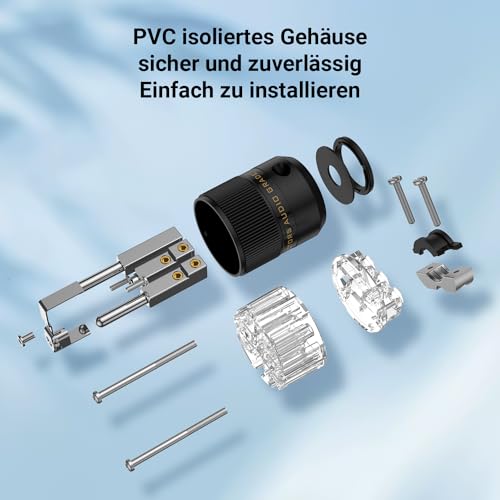 Enchufe Schuko de audio con conector de rodio transparente y reducción de ruido de 16A 3