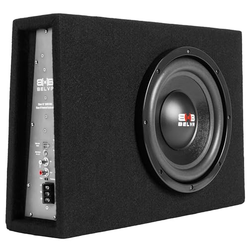 BELVA BPKG10T 600W Peak 10" Shallow-Mount Angled Amplified Loaded Subwoofer Enclosure