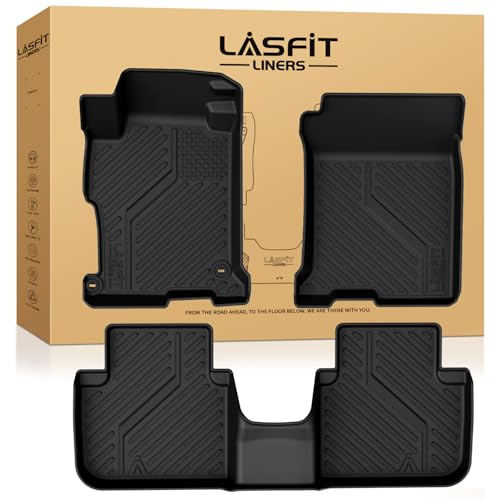 LASFIT Floor Mats for Honda Accord Sedan 2017 2016 2015 2014 2013, All Weather TPE Custom Fit Anti-Slip Car Floor Liner, 1st & 2nd Row, Black (Not for Coupe)