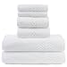 Chakir Turkish Linens Checkered Pattern Turkish Cotton White Towel (Set of 6)