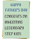 OJsensai Happy Father’s Day Card for Stepdad, Best Fathers Day Gift from Step kids, Naughty Fathers Day Card for Bonus Dad, Unique Father’s Day Gift Idea for Step dad