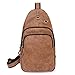 Produktbild QRY Lässige Retro Matte Leder Herren Tasche Mode Multifunktions Männer Brusttasche Musik Kopfhörer Sport Outdoor Schulter Umhängetasche