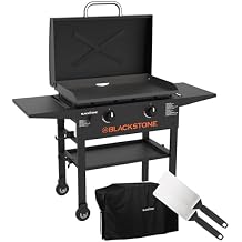 Blackstone 2450AZ 28" Omnivore Griddle with Hood Bundle | Includes 28" Griddle with Hood, Soft Cover, and Two Spatulas