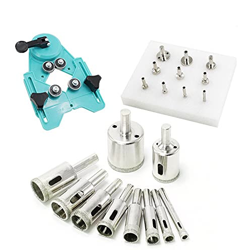 Hole Saw Set, 8/10 / 11Pcs Diamond Drill Bits with/without Hole Saw Guide Jig Fixture, Coated Core Drill Bits, Adjustable Hole Saw Centering Locator Suction Holder for Glass,Ceramics
