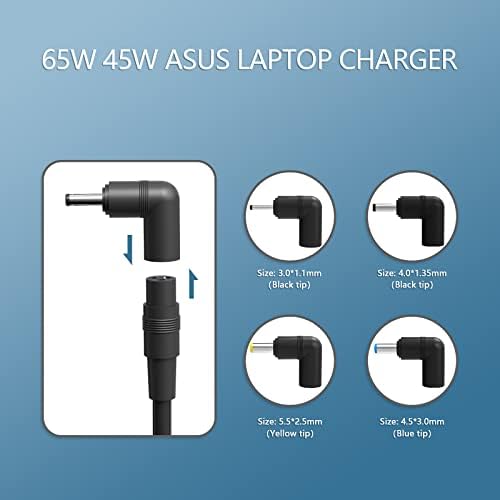 65W 45W 33W Universal Asus AC Adapter With 4 Tips Fit for Asus Laptop Charger,Asus VivoBook 15, ZenBook Chromebook TransformerBook EeeBook Series Laptop Power Cord(See More Models as Listed)