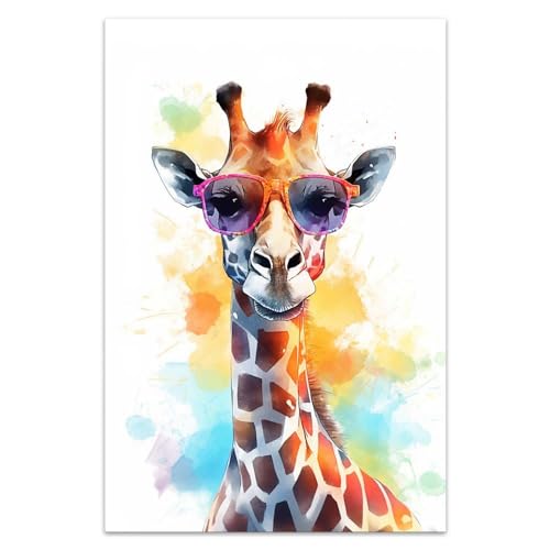 Bvkilrvc Unframed Canvas Wall Art, Lovely Giraffes Wall Decor Print Painting Gift Wall Living Room Bedroom Home Office Decoration Painting Unframed 8x12inch
