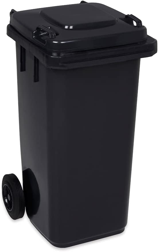 Jestic Wheelie Bin, Rubbish Bin, 120 Litres, Smooth Solid Rubber Wheels graphite