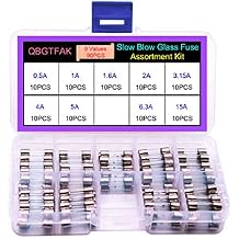 9 Values90pcs Slow Blow Glass Fuses Assorted Kit 5x20mm 250V 0.5A, 1A, 1.6A, 2A, 3.15A, 4A, 5A, 6.3A, 15A packag in a Clear Plastic Box