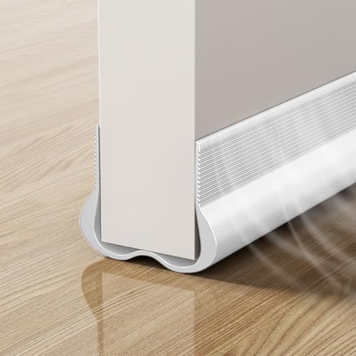 93cm Burlete Bajo Puerta,Junta Inferior de Puerta, Burlete Silicona Puerta Autoadhesivo, Door Seam Strip, Ajustable Tira de Sellado para Antipolvo, Aislamiento Acústico, Viento e Insectos (Blanco)