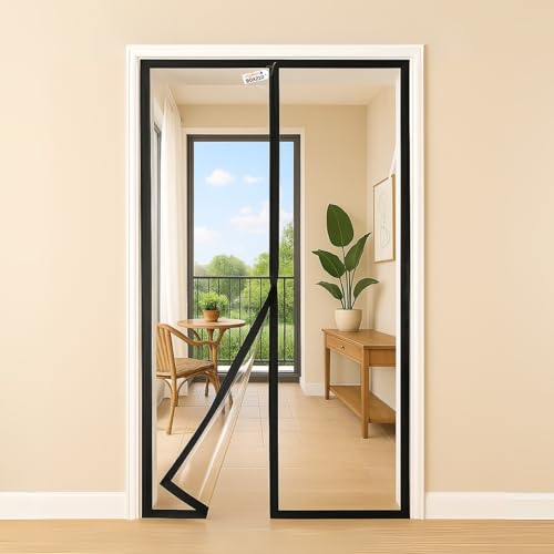 Image of Royalkart Transparent PVC Magnetic Door Curtain | Hands Free Self-Closing Screen | Blocks Insects & Outside Dust | Clear See-Through Screen for Home, Kitchen, AC Room, Shop | Door Size- 90cm x 210cm