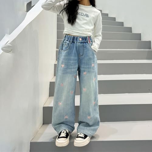 Girls Jeans Elastic Waist Wide Leg Pants Kids Loose Jean Trousers Casual Baggy Denim Pants Streetwear Fashion Clothes3
