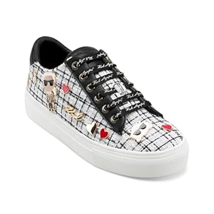 Karl Lagerfeld Women’s Cate Pins Tweed Lace up Sneaker