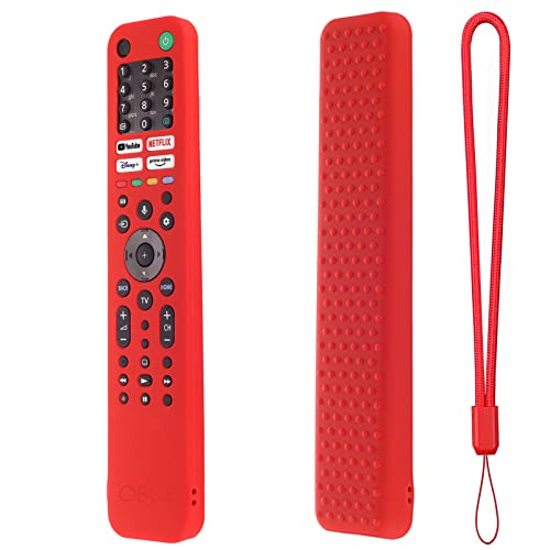 Image of Oboe Silicone TV Remote Cover Compatible with Sony Smart Tv Voice Remote A80J / X80J / X85J / X90J / X95J Protective Case with Loop (Red) [Remote NOT Included]