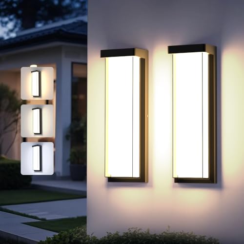 Cylutaes 2Pack LED Outdoor Wall Lights Dimmable,3000K/4500K/6000K,16" IP65 Waterproof Black Exterior Wall Sconce Light Fixture for Porch,Garage,Entrance,Patio,Garden (2Pack) by Cylutaes - Used condition - US$107.48