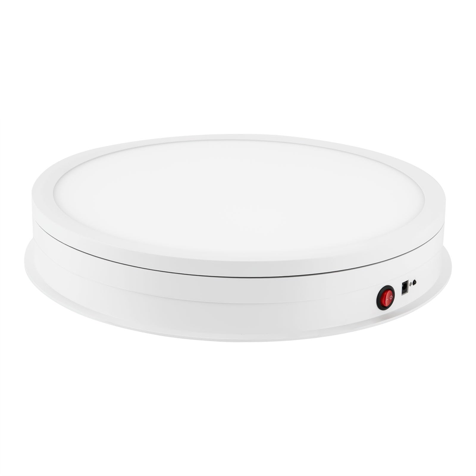 Drehteller Elektrisch,Drehbarer Display-Ständer mit Led-Licht,Automatische Drehteller mit Fernbedienung für Fotografie Live-Video Schmuck-Display (Weiß)