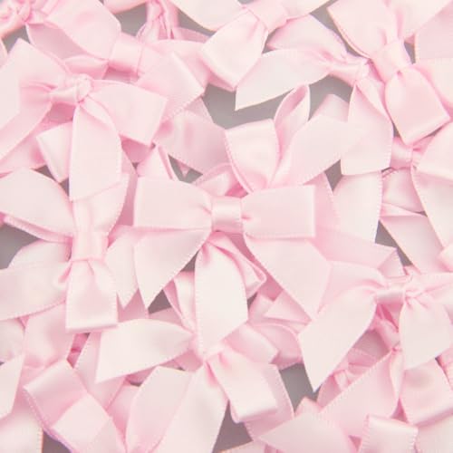 Image of 50pcs Boutique 1.5 inch Pink Satin Ribbon Mini Bows for Craft Sewing Scrapbooking Wedding and Gift Wrapping