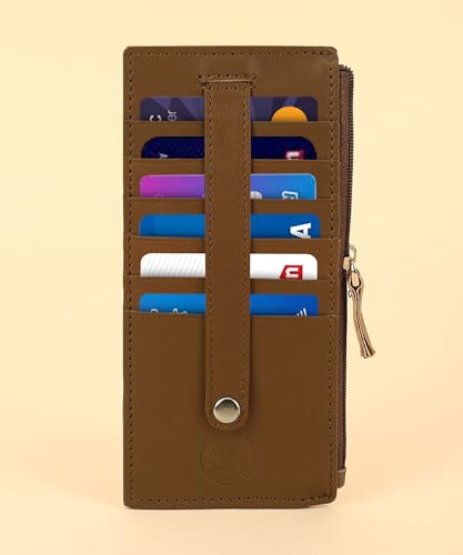 All in One Card Case Holder Slim Wallet With a Card Protection Strap by Leatherboss (Tan)2