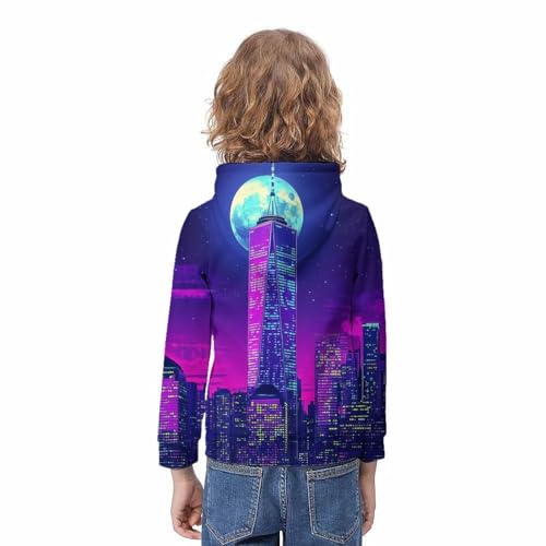 Pull graphique 3D néon ville le cadeau idéal pour enfant de 10-12 ans