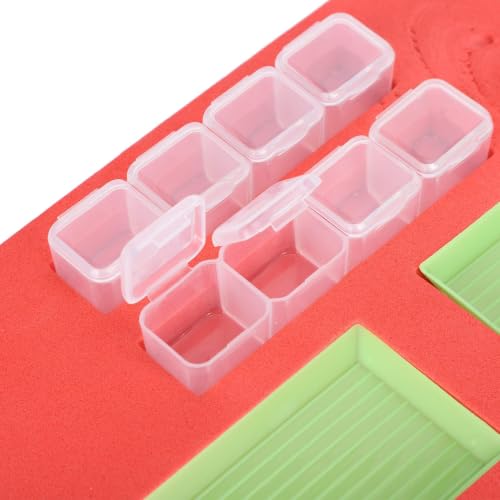 Image of Diamond Art Storage Box Set, 35.5 x 19.9 x 1.3cm Plastic Painting Tray Organizer with 16 Point Trays, 6 Pens, 4 Row Container for Art Crafts