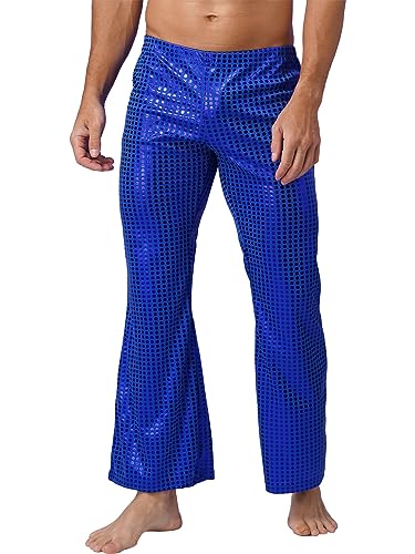 Men's Sequins Metallic Flared Pants Leggings Sparkly Smooth Skinny Disco Trousers Clubwear2
