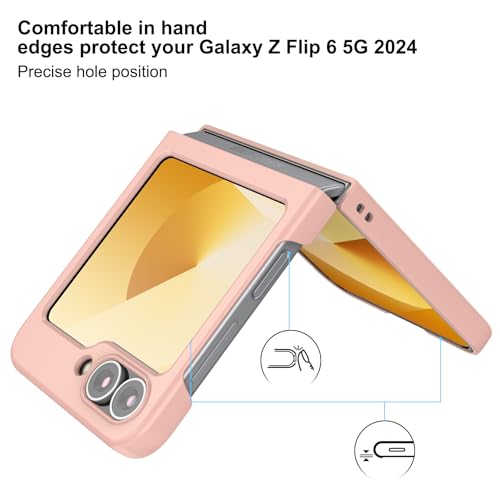 Foluu Slim Fit Case for Samsung Galaxy Z Flip 6, Ultra Thin Matte PC with Non-Slip Grip Full Protection Protective Cover for Samsung Galaxy Z Flip6 5G 2024 (Pink)