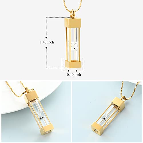 Imrsanl Glass Hourglass Cremation Jewelry for Ashes Container Vial Urn Necklace Pendant Stainless Steel Cylinder Bottle Memorial Cremation Keepsake Jewelry for Women/Men2