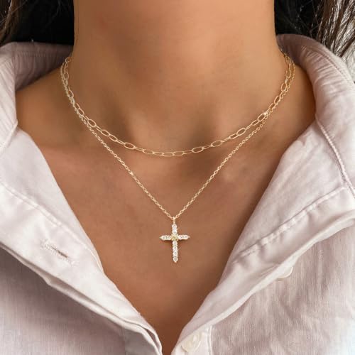 Women's Layered Cross Necklace - image 2