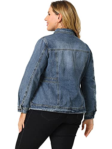 Agnes Orinda Plus Size Denim Jacket for Women Long Sleeve Button Down Washed Front Trucker Jean Jacket 2025 Western Outfit4