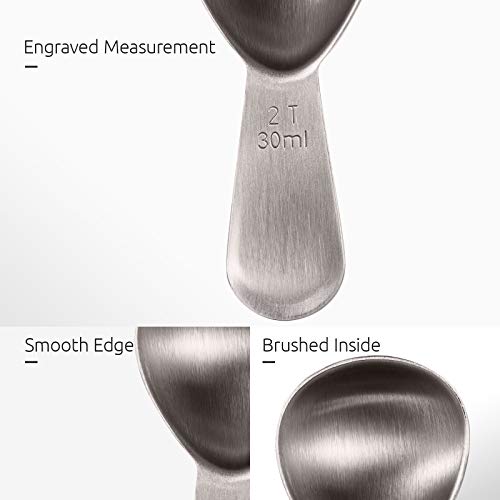 Image of U-Taste 18 /8 Stainless Steel Coffee Scoop 2 Tablespoon Metal Measuring Spoon and 600ºF Heat Resistat Spatula Spoon Flexible Silicone Cooking Scoop Spoonula (Aqua Sky)