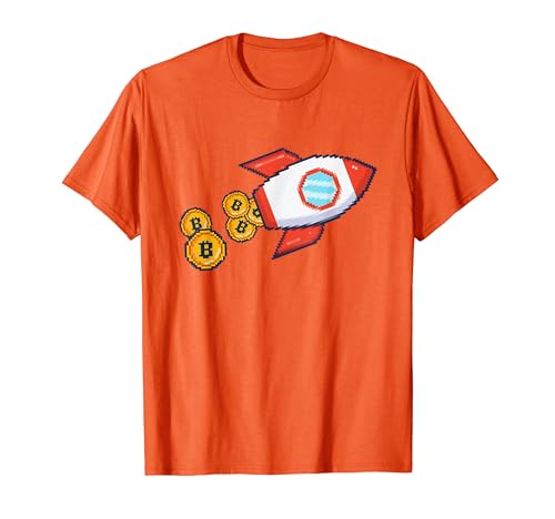 HODL BTC - Bitcoin Art - Bitcoin Rocket - Pixel Bitcoin T-Shirt
