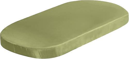 Miniatura 7 de SiinvdaBZX Sábanas de satén para moisés de bebé, suaves y sedosas, color verde salvia, sábanas bajeras para cuna de reloj de arena, colchón de