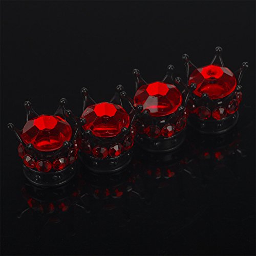 Otostar Pure Handmade Bling Bling Rhinestones Tire Valve Stem Caps 4 Pack (Black/Red) #TOP2