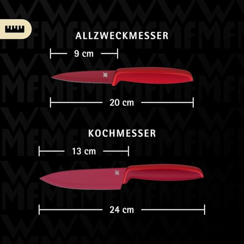 WMF Touch Messerset 2-teilig – scharfes Küchenmesser-Set aus Spezialklingenstahl, antihaftbeschichtet und ergonomisch geformt, mit Schutzhüllen, bestehend aus Kochmesser und Gemüsemesser, rot 2