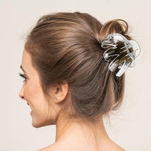 Pinces à chignon transparentes 8 cm POPETPOP lot de 15 pour cheveux épais