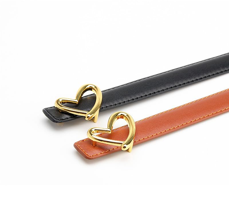 COTIM COYIN Women's Love Heart Buckle Adjustable Thin Leather Belt Skinny Waist Belts for Jeans Dress Pants3